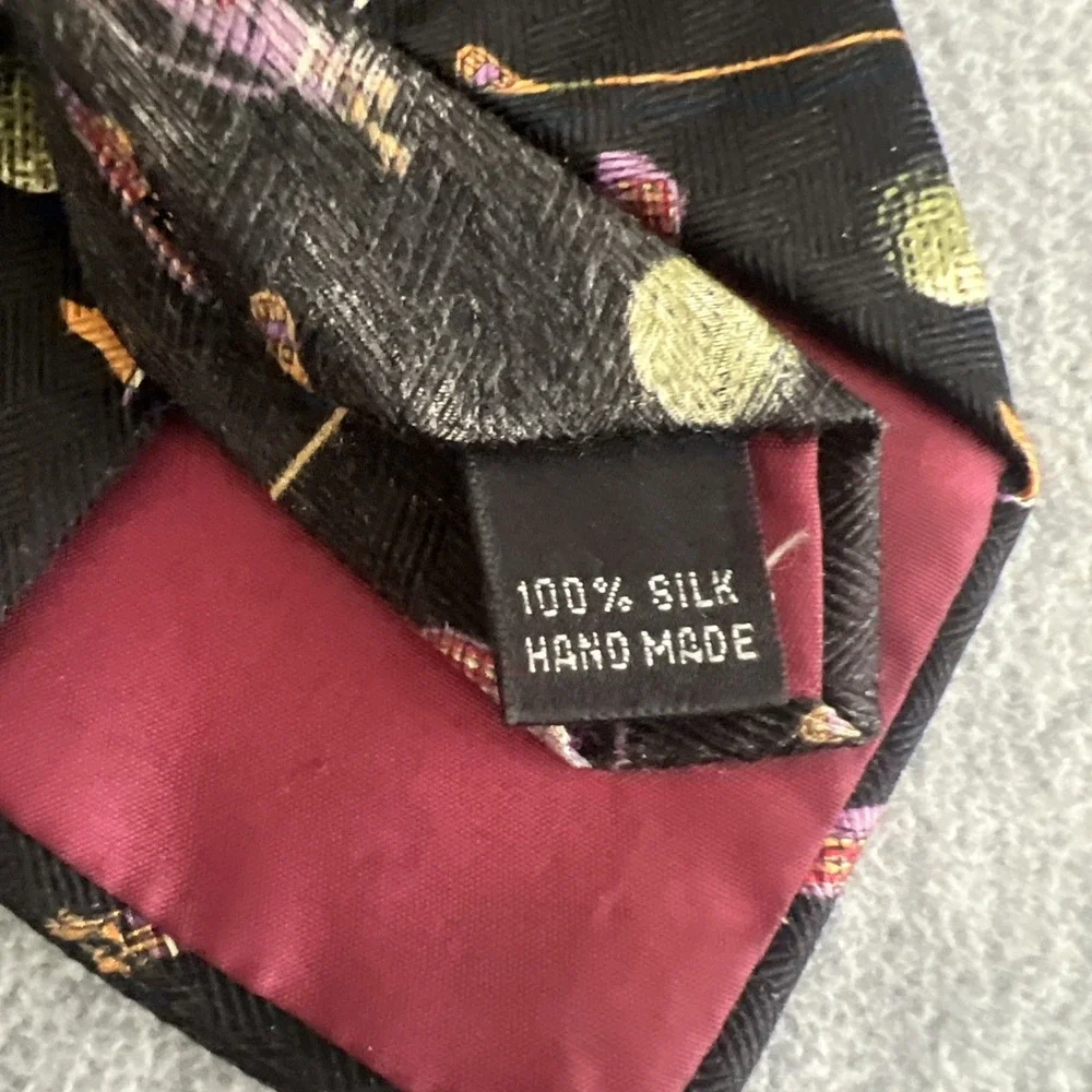 Prima Silk‎ Tie Men's Golf Balls Clubs Flags Fathers Day Black Colorful Career